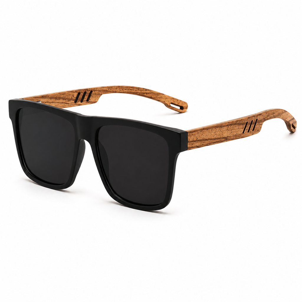 Wood Grain Style Square Sunglasses