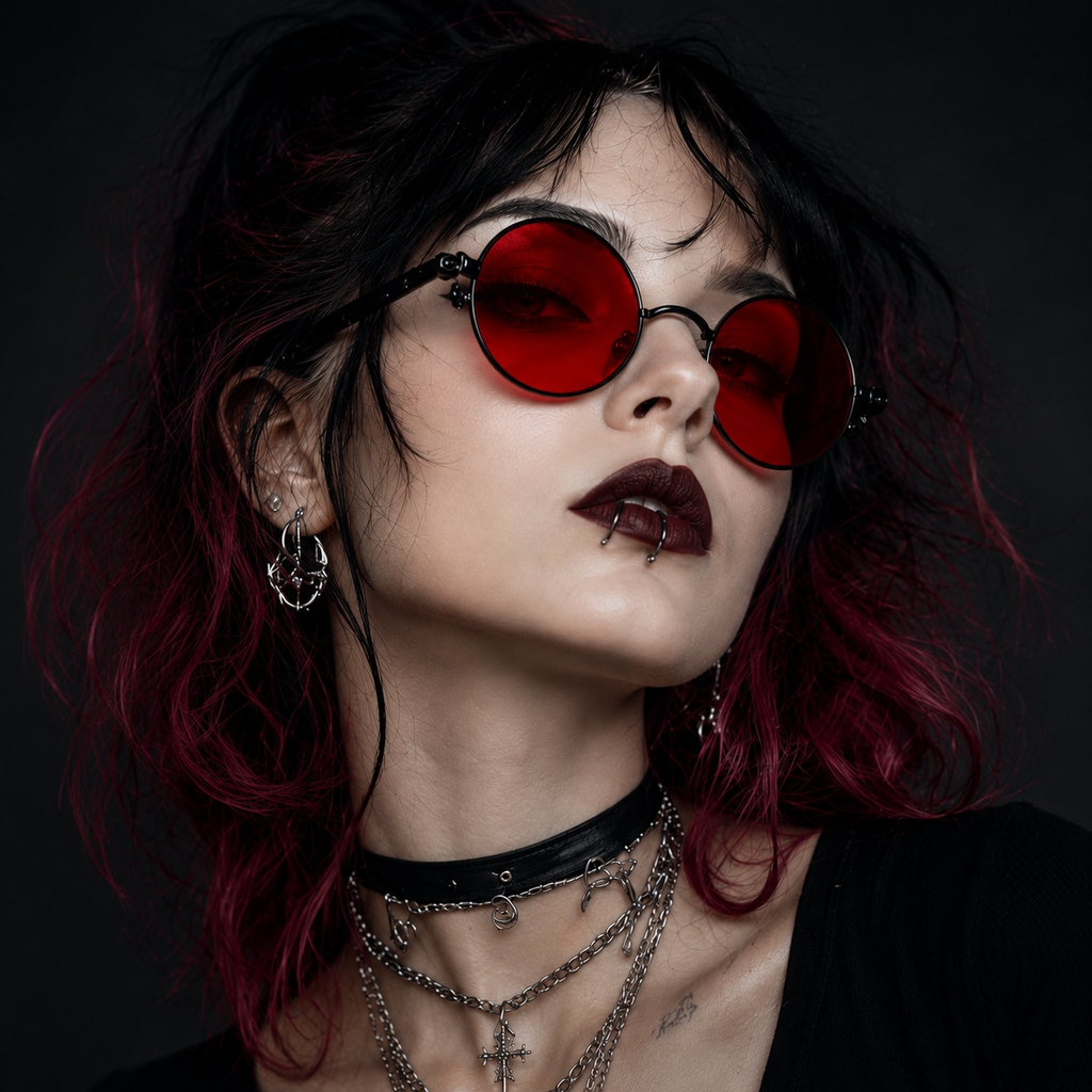 Classic Steampunk Round Metal Frame Sunglasses
