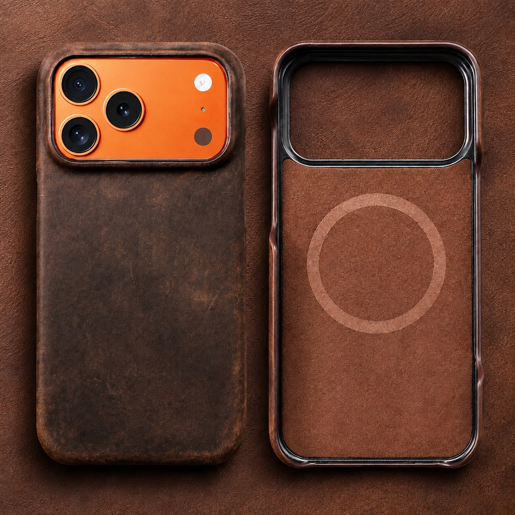 Retro Luxury Full-Grain Genuine Leather MagSafe Case for iPhone Magnetic Oiled Pull-Up Cowhide Cover