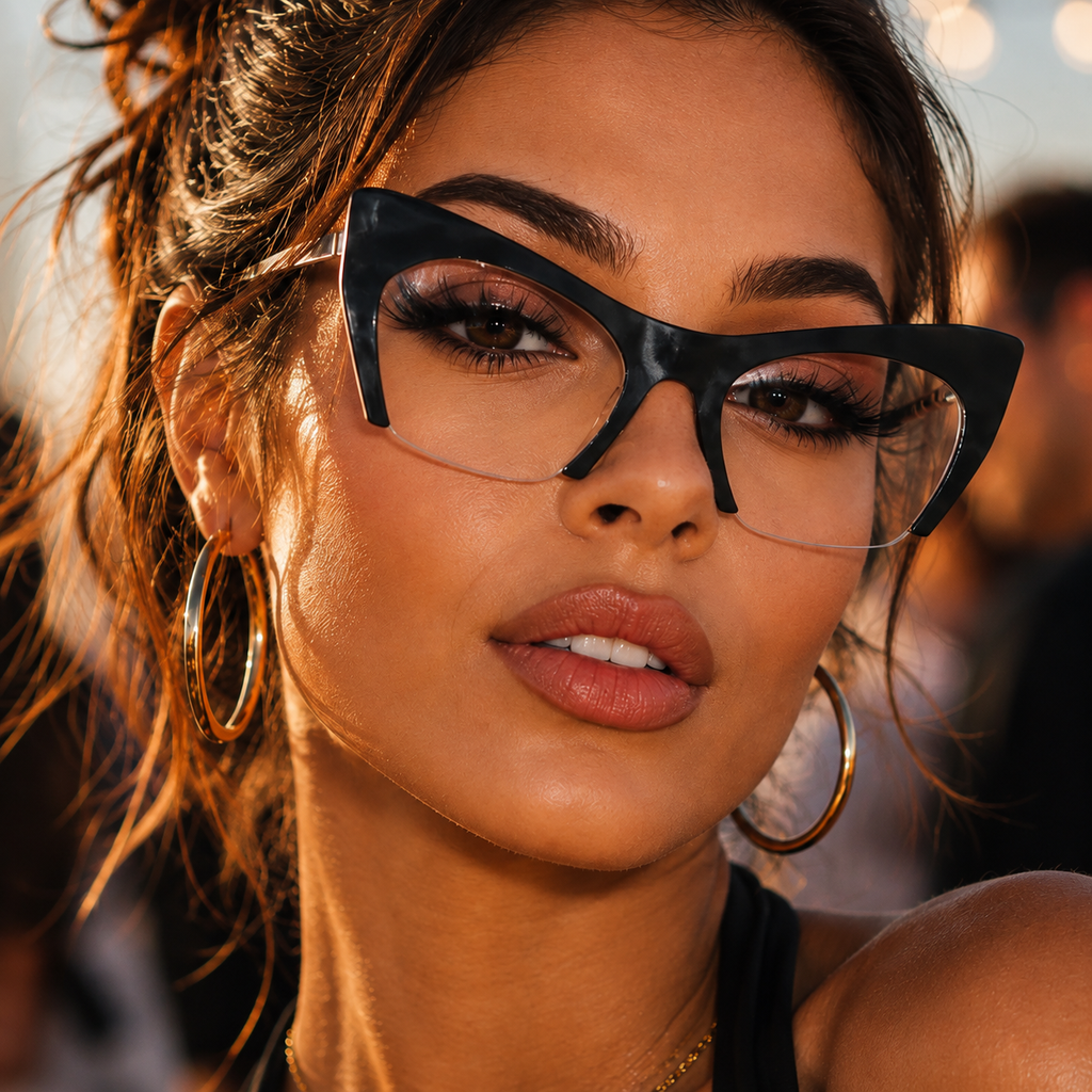 Vintage Half-Frame Cat Eye Glasses