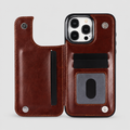 Shockproof iPhone Wallet Case with Card Holder Kickstand & Double Magnetic Clasp