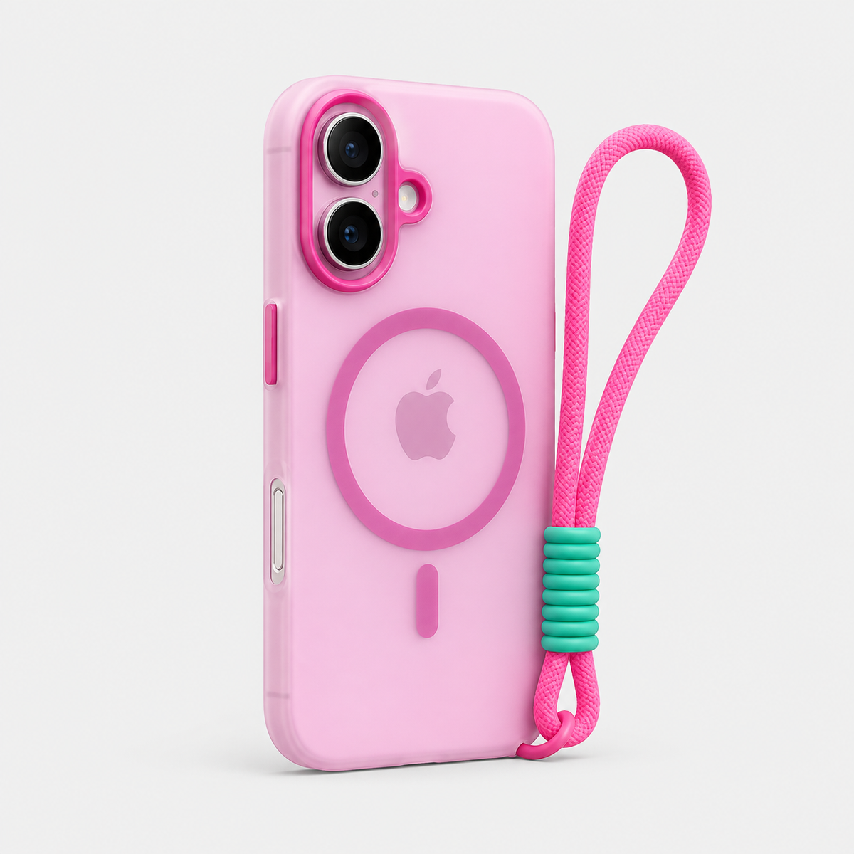 Candy Color MagSafe iPhone Case with Wrist Strap & Soft Matte Cover