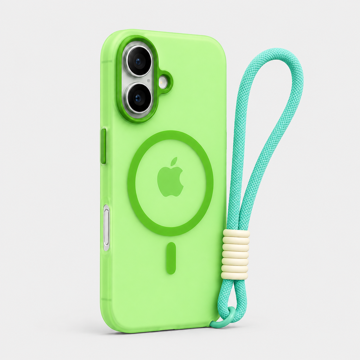Candy Color MagSafe iPhone Case with Wrist Strap & Soft Matte Cover