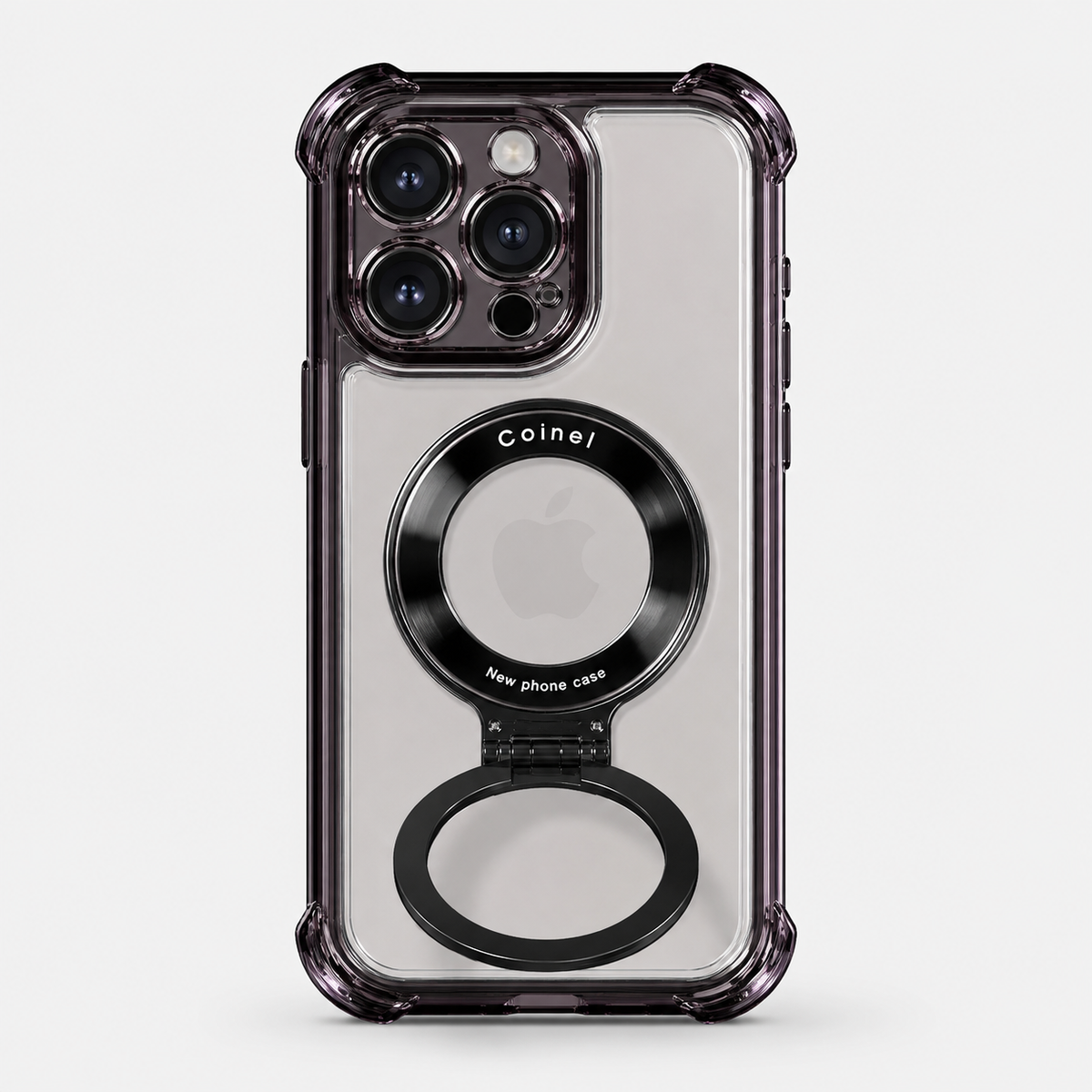 Magnetic MagSafe Clear iPhone Case with Plated Stand & Shockproof Bumper