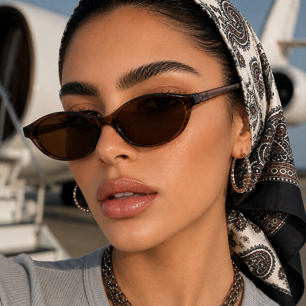 Retro Oval Frame Cat Eye Sunglasses