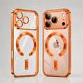 Luxury Plating Clear MagSafe iPhone Case with Lens Protection Shockproof Magnetic Cover for iPhone