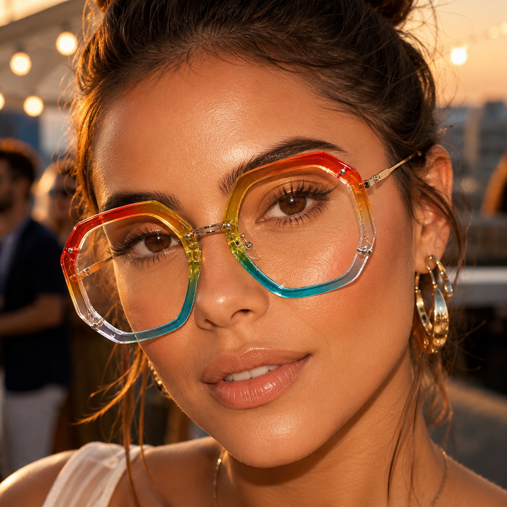 Vintage Oversized Metal Polygon Glasses
