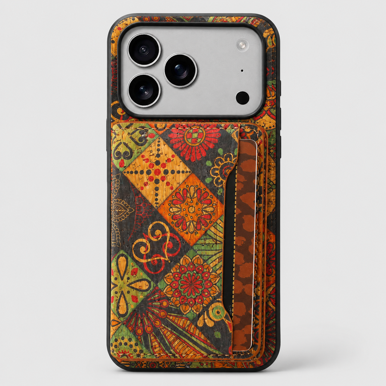 Floral Cork Wallet iPhone Case with Card Holder