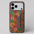 Floral Cork Wallet iPhone Case with Card Holder