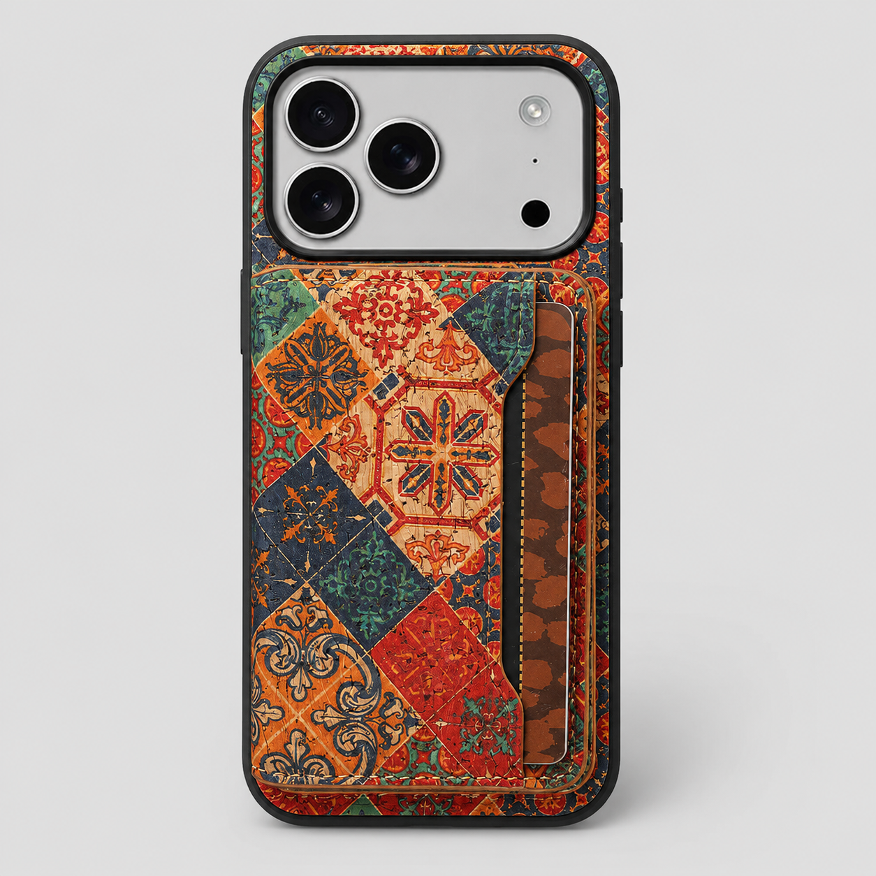 Floral Cork Wallet iPhone Case with Card Holder