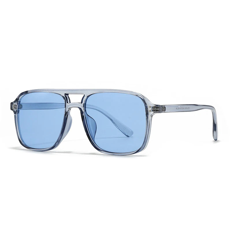 Retro Double Bridge Square Rivet Sunglasses
