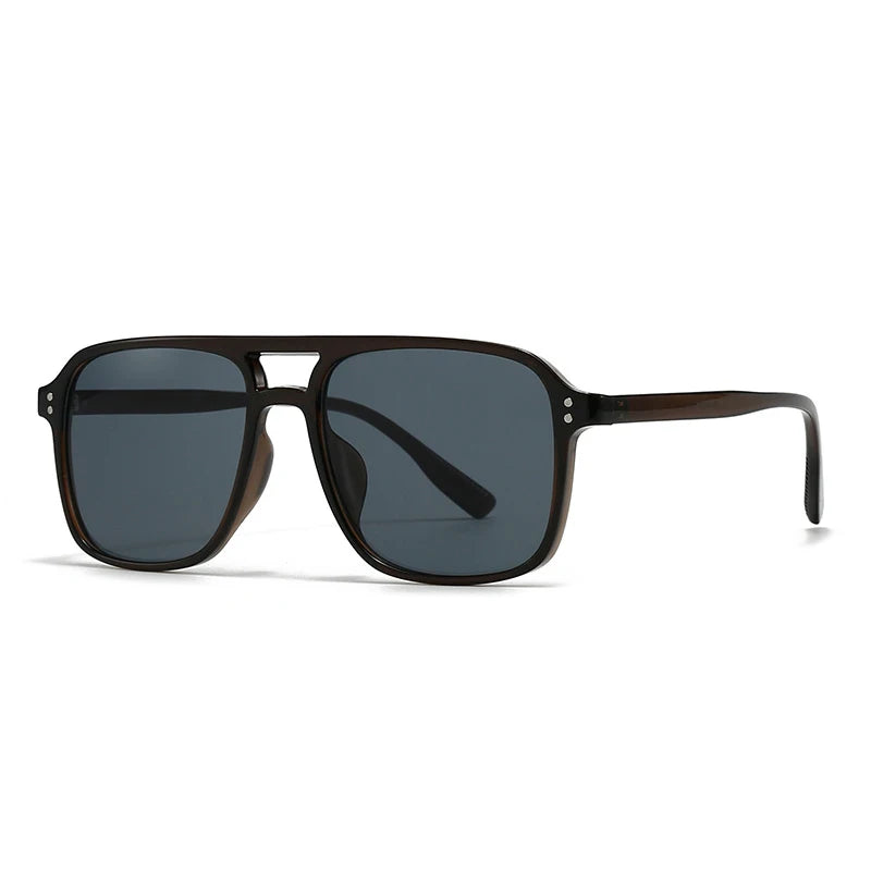 Retro Double Bridge Square Rivet Sunglasses
