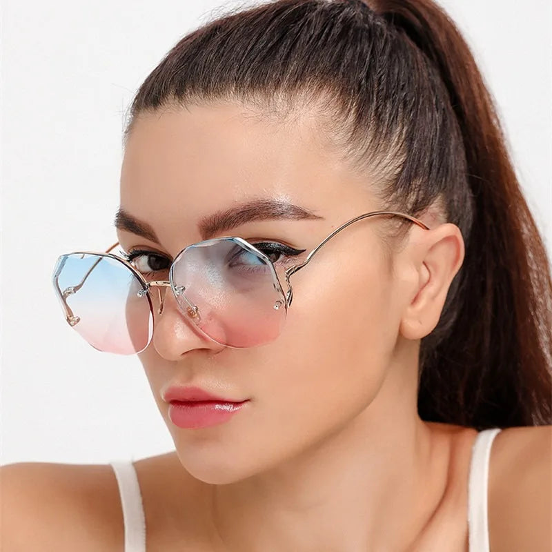 Vintage Oversized Rimless Sunglasses