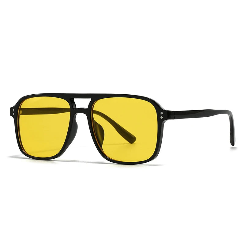 Retro Double Bridge Square Rivet Sunglasses