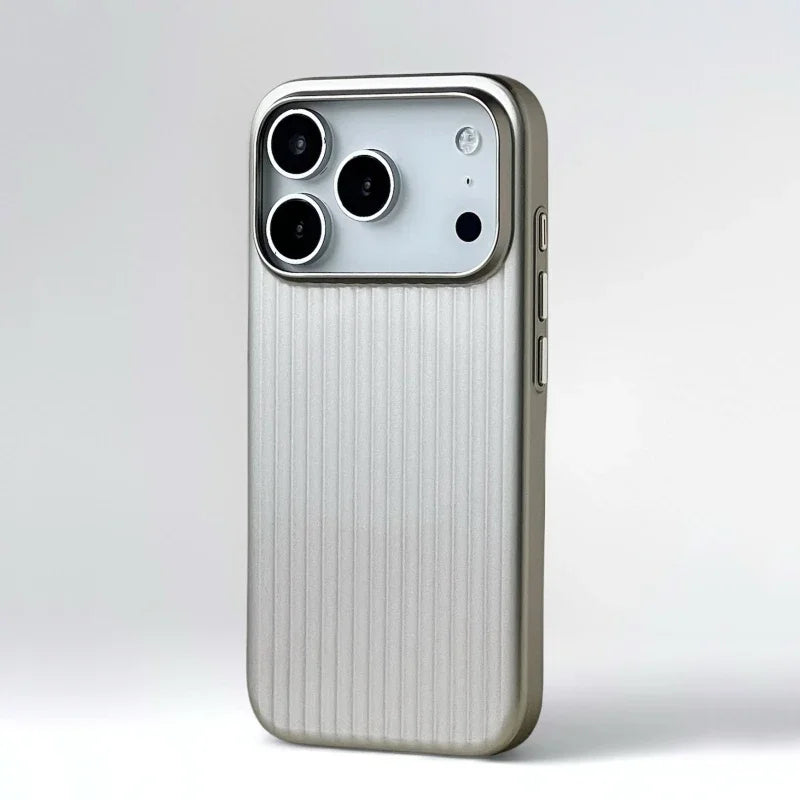 Fashion Plated Luggage Stripe MagSafe iPhone Case Shockproof Matte Wireless Charging Cover for iPhone
