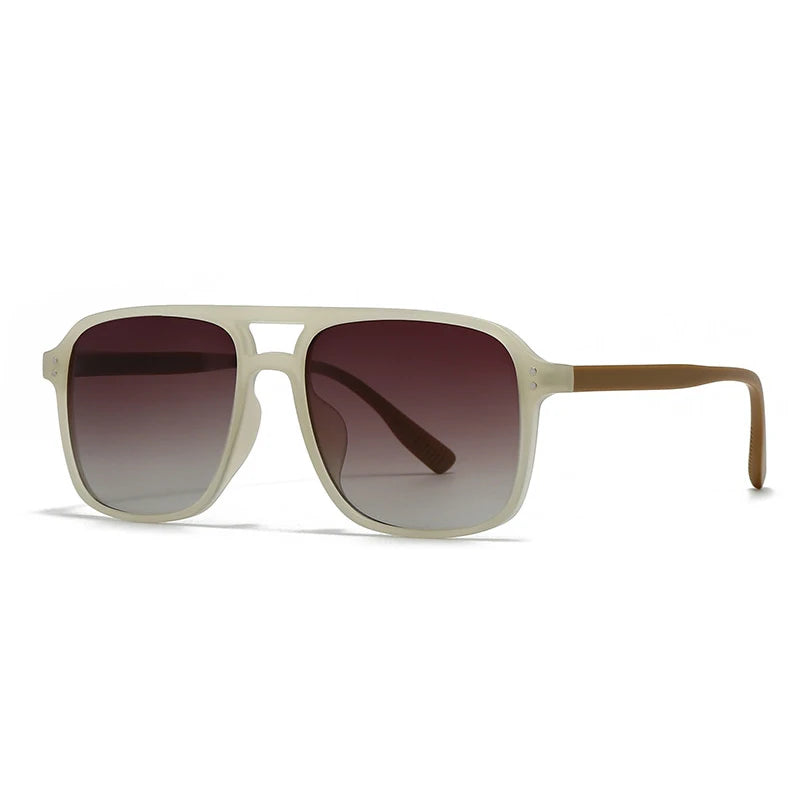 Retro Double Bridge Square Rivet Sunglasses