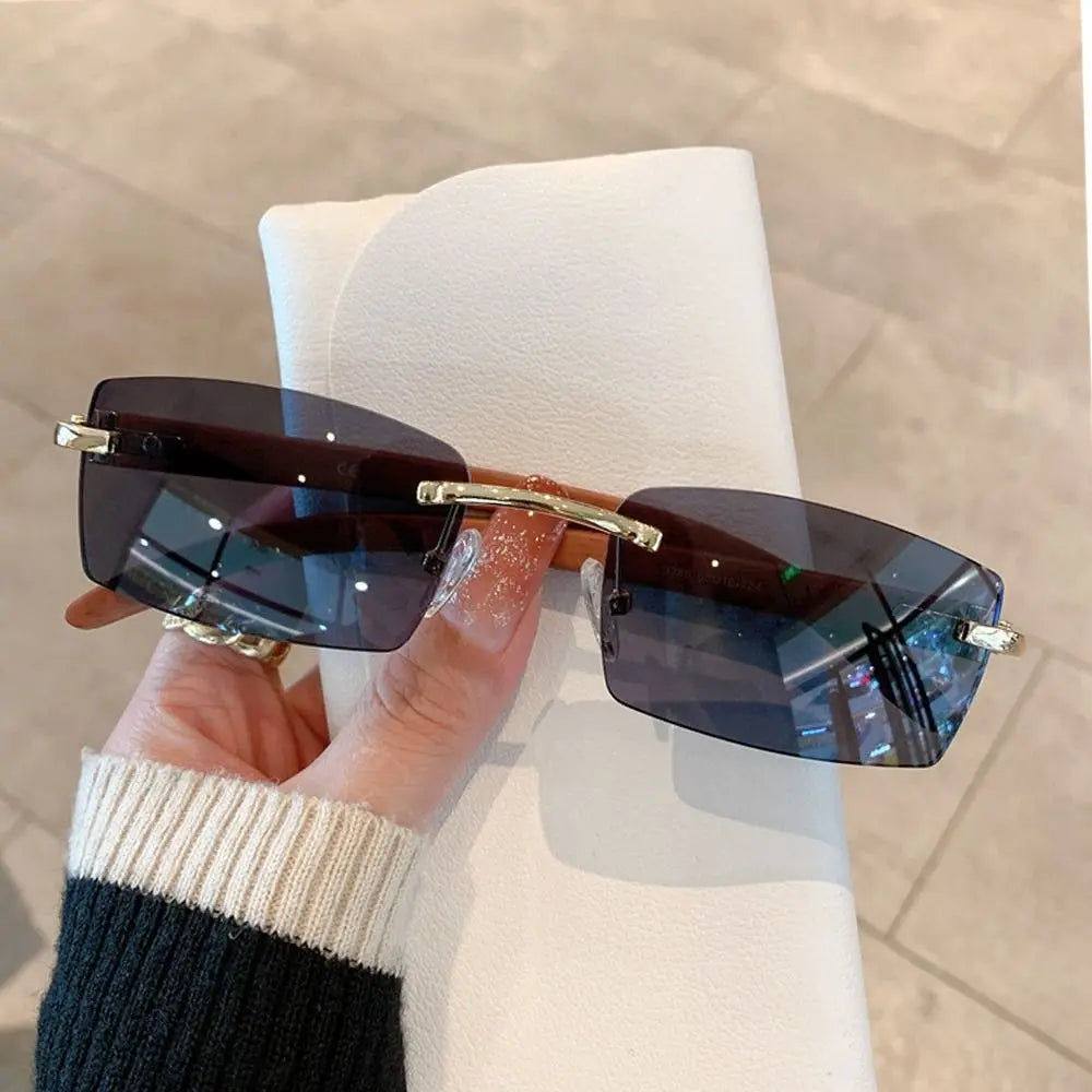 Vintage Inspired Rimless Rectangle Sunglasses