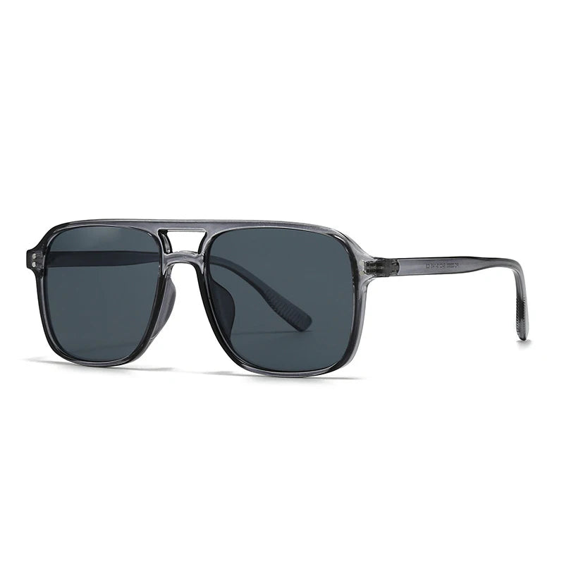 Retro Double Bridge Square Rivet Sunglasses