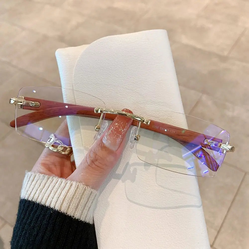 Vintage Inspired Rimless Rectangle Sunglasses