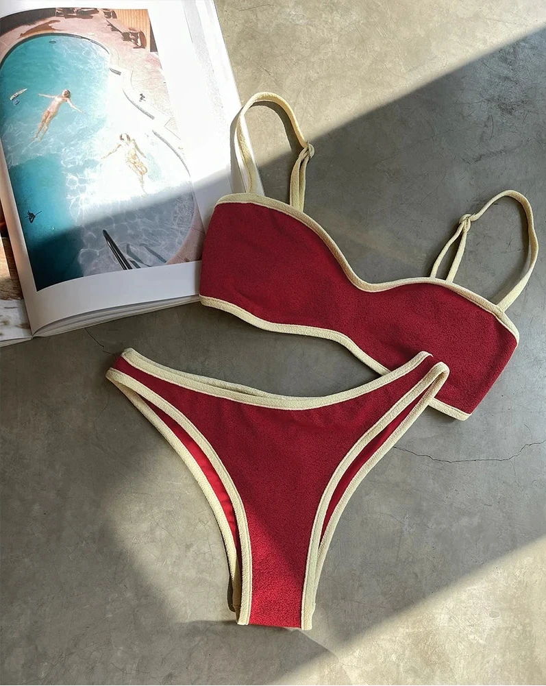 Solid Bandeau Brazilian Bikini