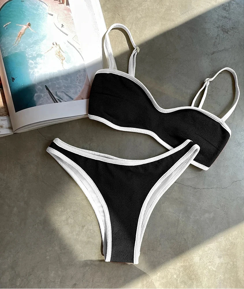 Solid Bandeau Brazilian Bikini