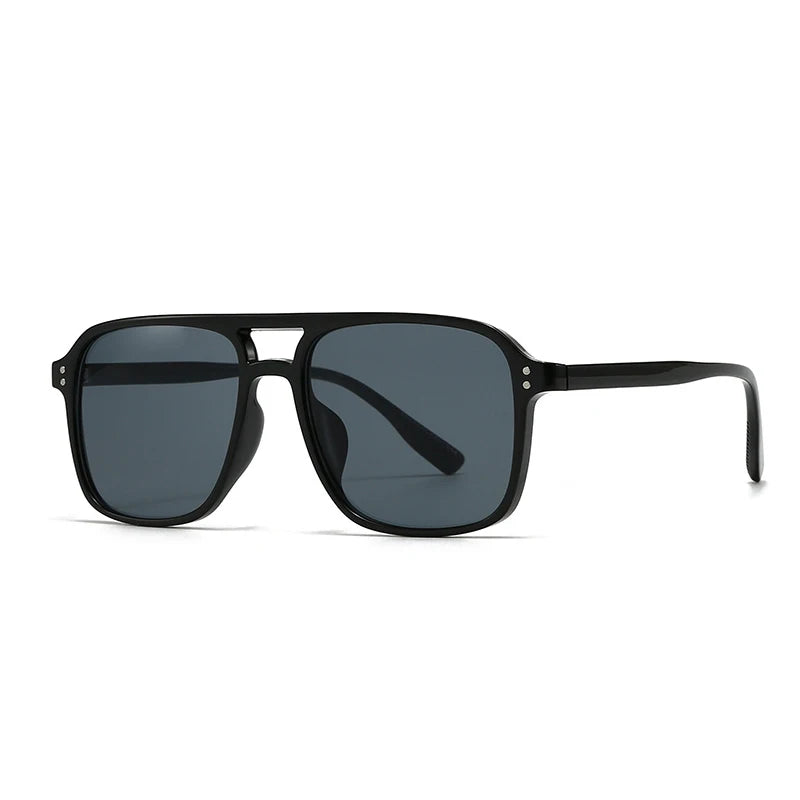 Retro Double Bridge Square Rivet Sunglasses