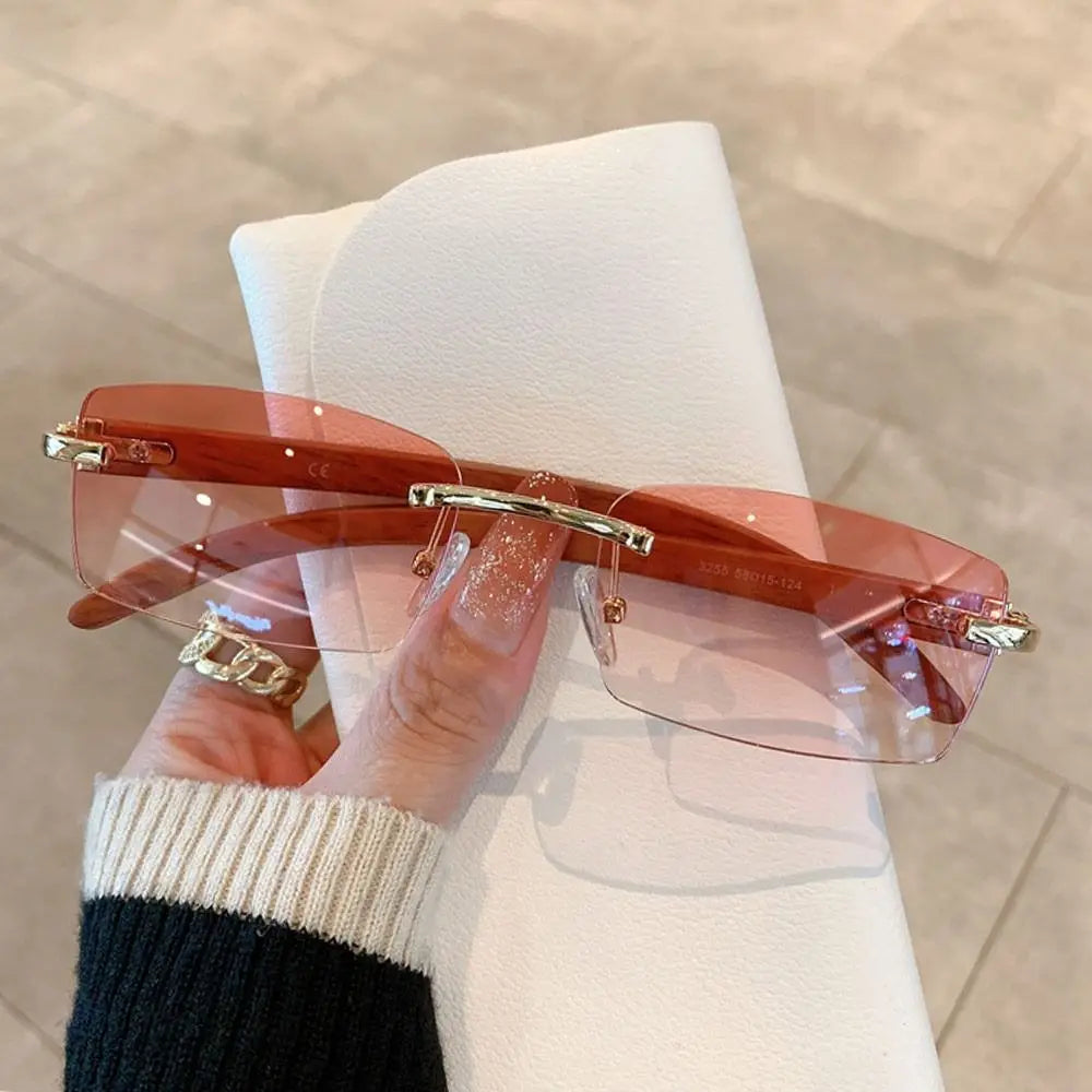 Vintage Inspired Rimless Rectangle Sunglasses
