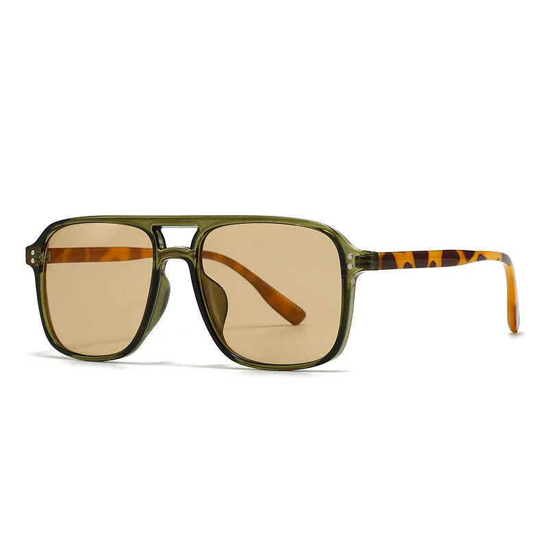 Retro Double Bridge Square Rivet Sunglasses
