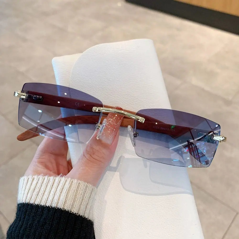 Vintage Inspired Rimless Rectangle Sunglasses