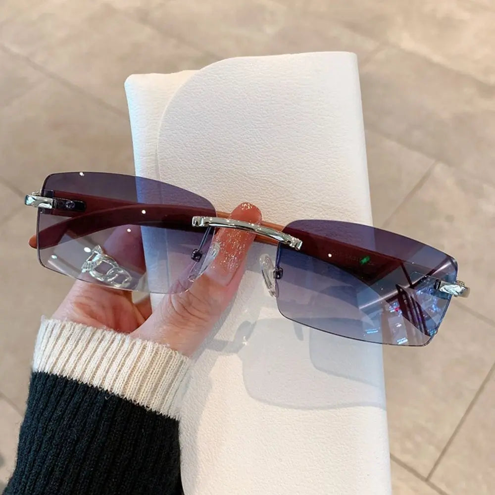 Vintage Inspired Rimless Rectangle Sunglasses