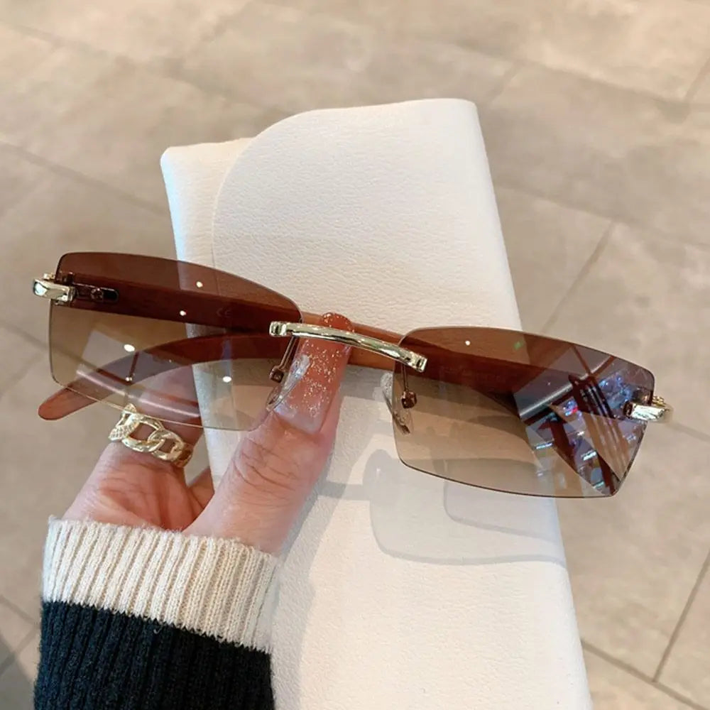 Vintage Inspired Rimless Rectangle Sunglasses