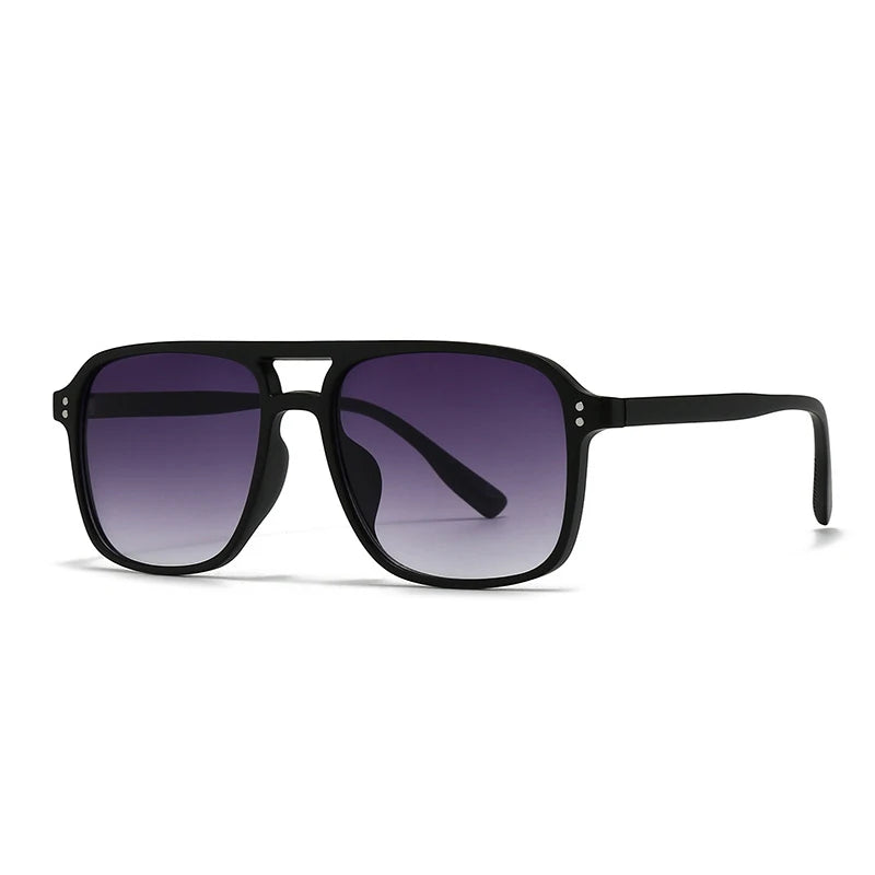Retro Double Bridge Square Rivet Sunglasses