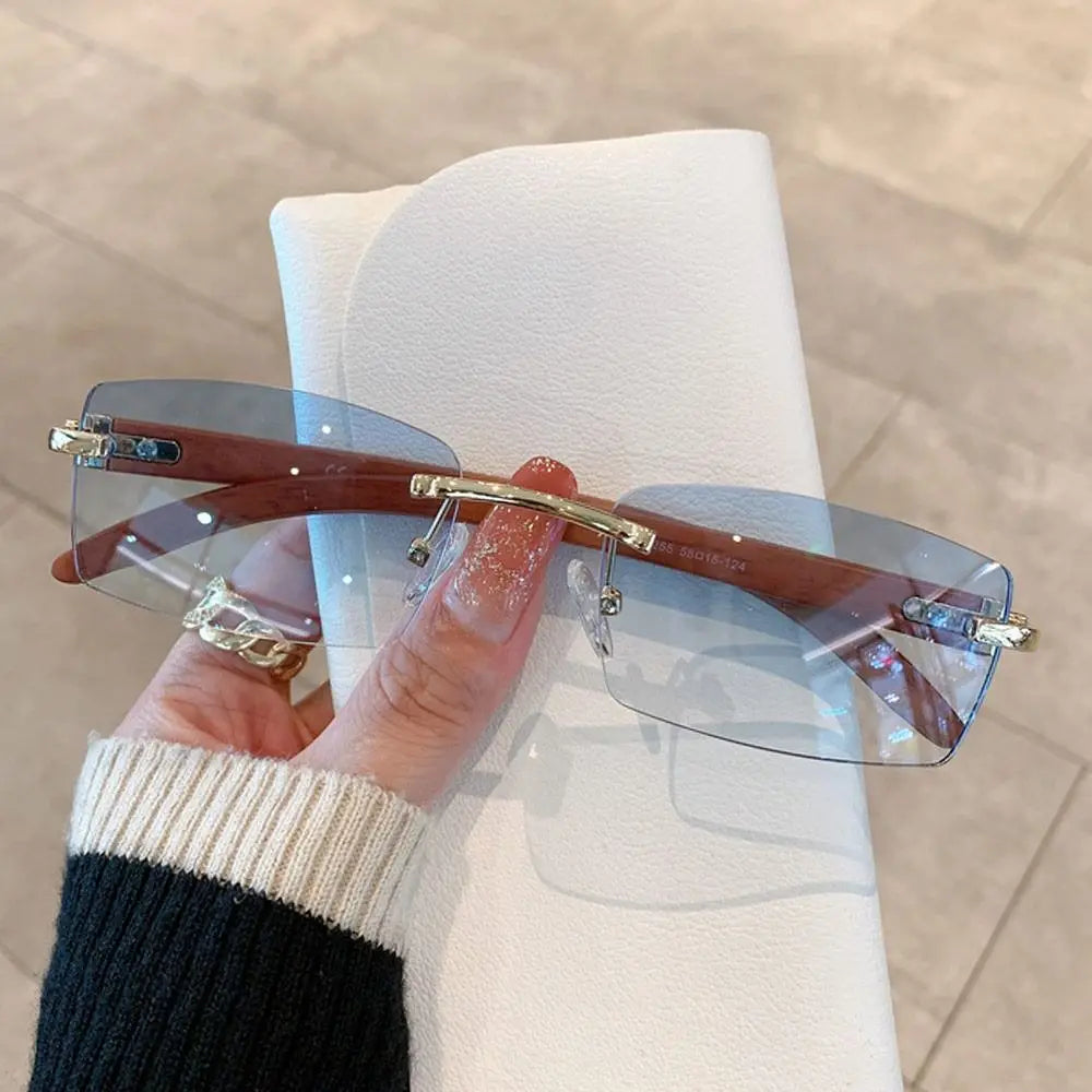 Vintage Inspired Rimless Rectangle Sunglasses