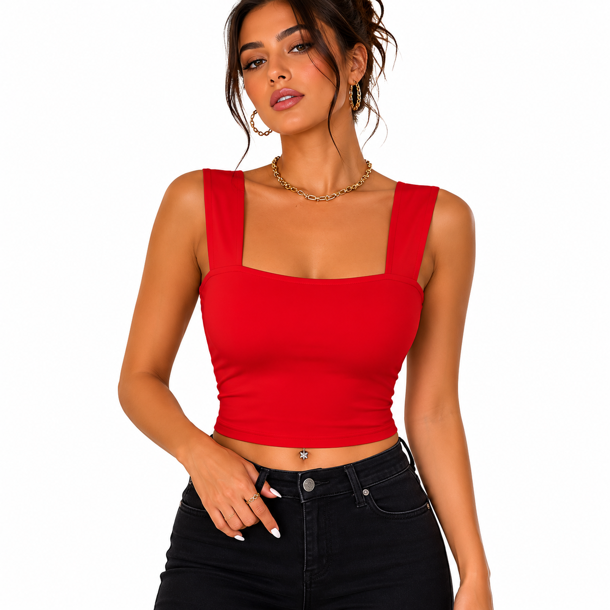 Square Neck Sleeveless Summer Crop Top