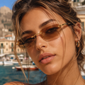 Vintage Rectangle Rimless Sunglasses